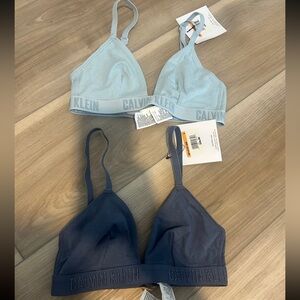 Calvin Klein Women's Bralette Set - Sky Blue and Navy